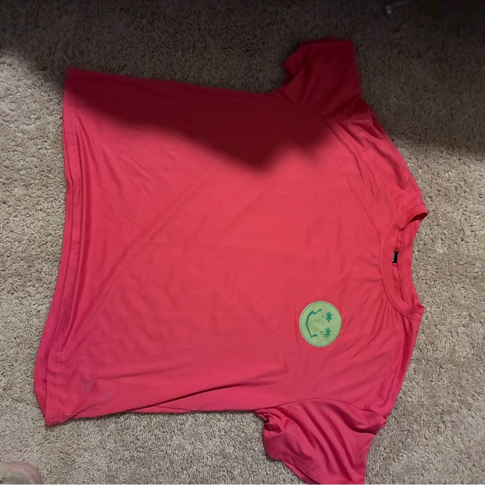 SHEIN Pink Tee with Smiley Detail